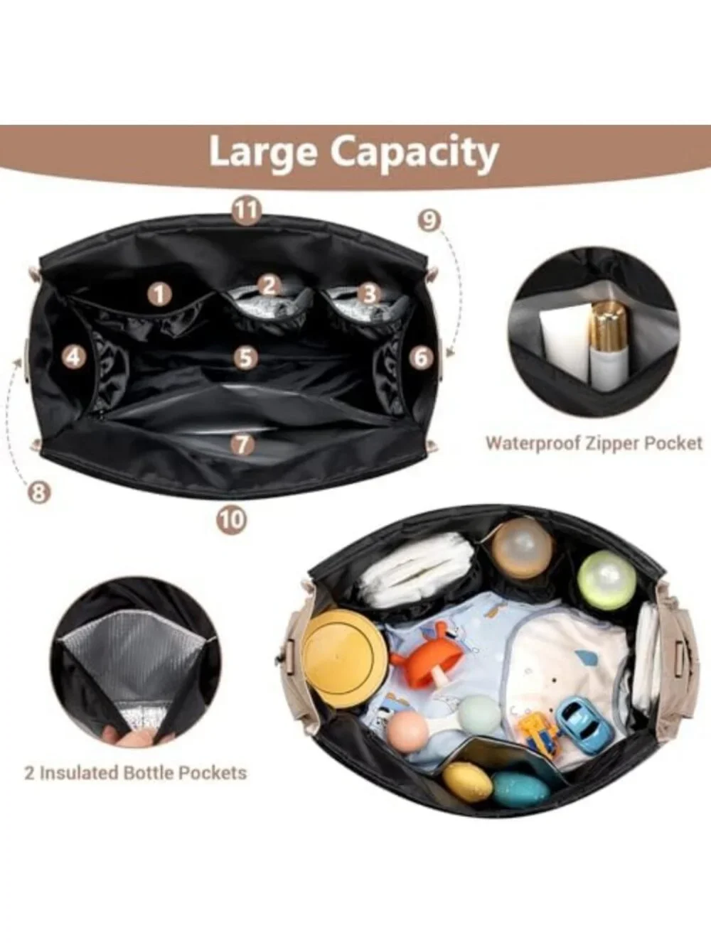 Large Diaper Tote Bag for Baby | Stylish Hospital Mommy Bag for Labor & Delivery